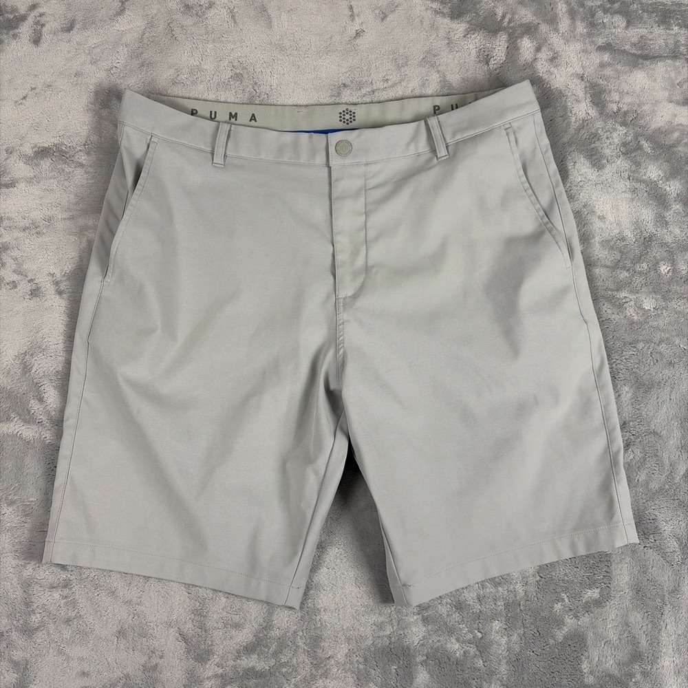 Puma Men's Size 36 Golf Shorts Flat Front Grey 9" Inseam Performance